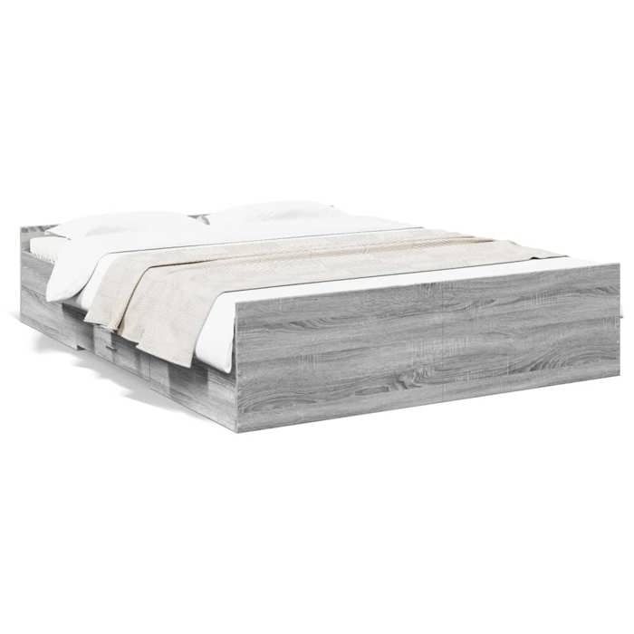 Lit avec tiroirs - VIDAXL - SOLOMON - 160x200 cm - Bois dingénierie - Sonoma gris