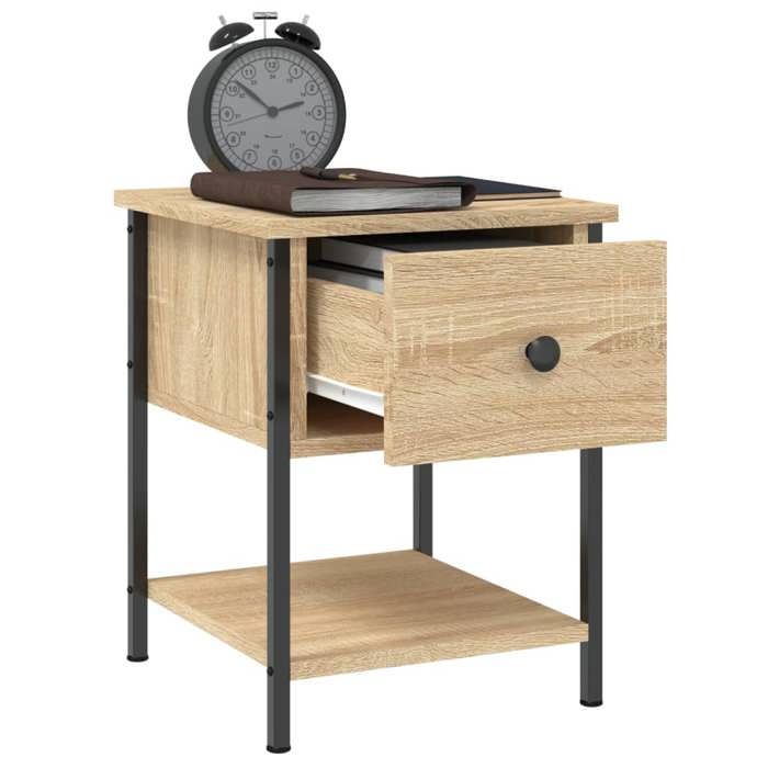 Table de chevet chêne sonoma - vidaXL - 34x35 5x45 cm - Bois dingénierie - Cadre en métal - Grand espace de rangement