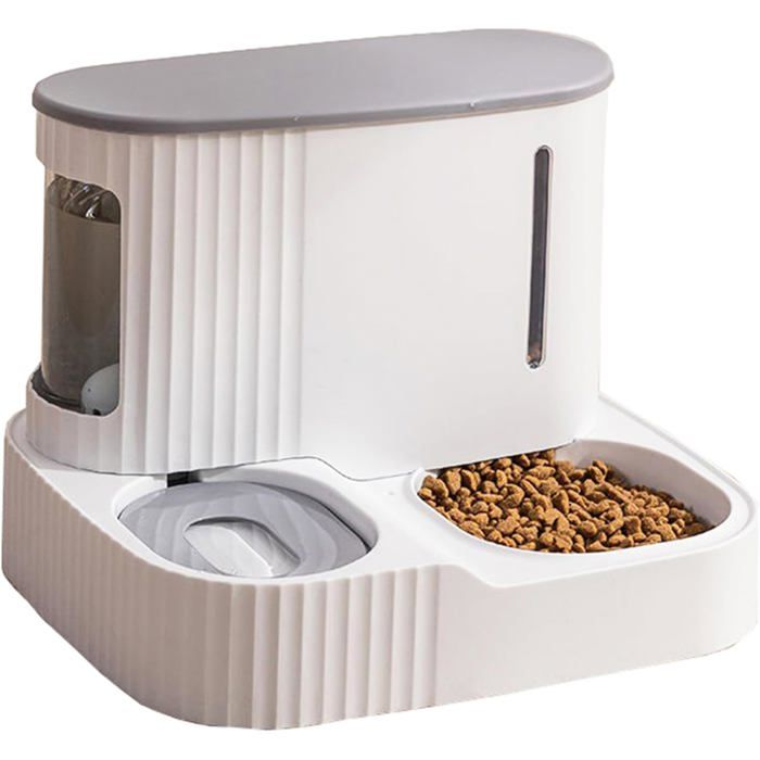 Distributeur automatique de nourriture et deau pour chats mangeoire à gravité distributeur de croquettes et deau 2 en 1 (GRIS)