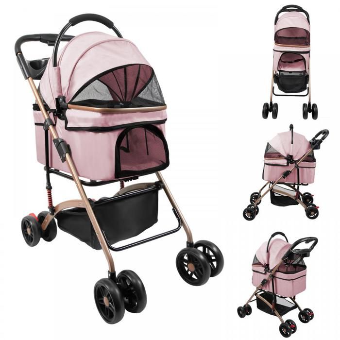 Meilleurs prix pour JEOBEST Poussette pour Animaux Chariot Chien Pliable Jusquà 20 kg Fenêtre en Maille Porte-Gobelet 48 × 70 × 96 cm Rose