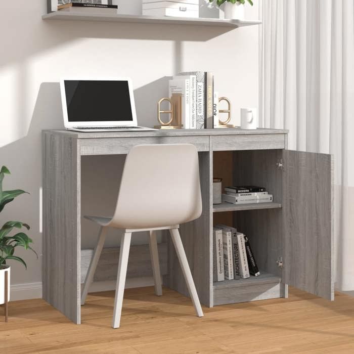 Bureau Gris CLOUD Table à écrire Pour 1 personne Sonoma gris 100x50x76 cm bois dingénierie BBB490
