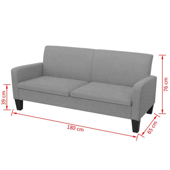 Promotion janvier Canapé à 3 places - MANGO - SOFA TRIPLE - 180 x 65 x 76 cm - Gris clair SS283