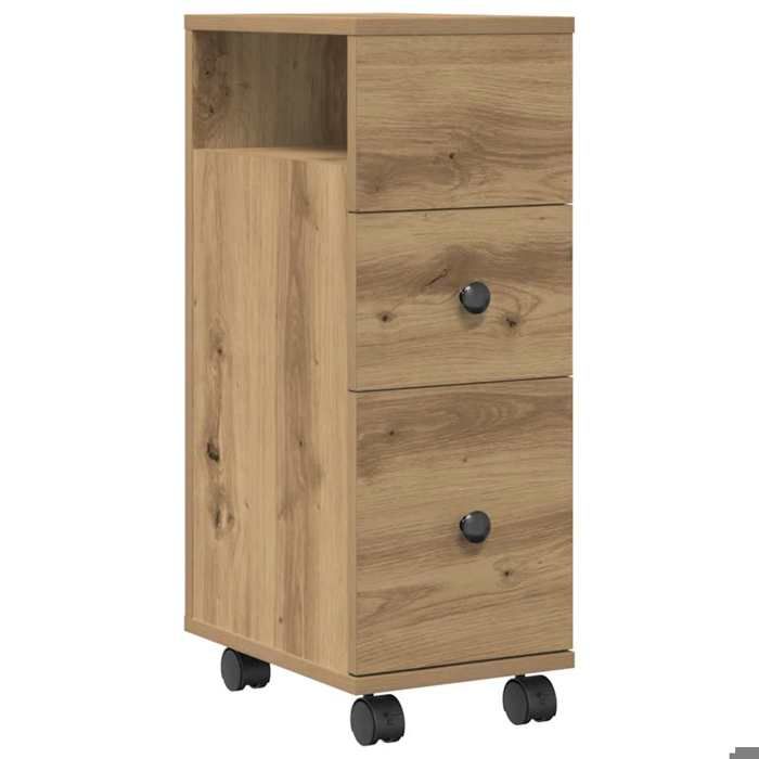 Moderne Armoire de salle de bain étroite BURKE Meuble WC à roulettes chêne artisanal 23x33x65 cm AA1185