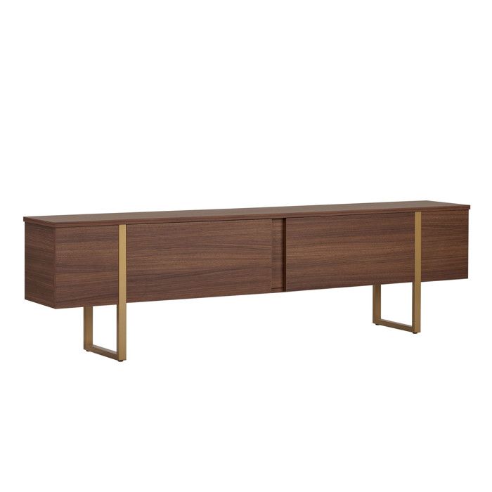 Meuble TV en bois Onera - 180 x 30 x 50 cm - Noyer / Or Meuble TV en bois Onera - 180 x 30 x 50 cm - Noyer / Or