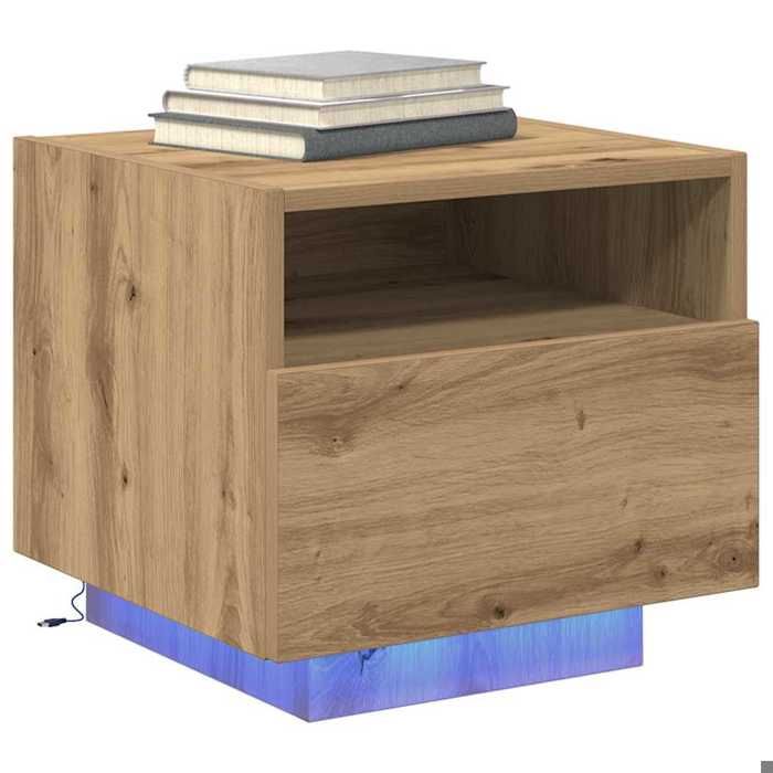 Table de lit - Beige - Cabinet de chevet - 1 pc - avec tiroir Chêne artisanal 40x39x37 cm T5068