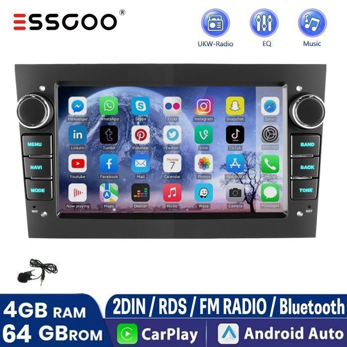 ESSGOO Autoradio Android15 pour Opel (Astra/Antara/Vectra/Corsa/Zafira/Meriva/Combo) - 7[4+64G] CarPlay Sans FilWIFIGPSBluetooth