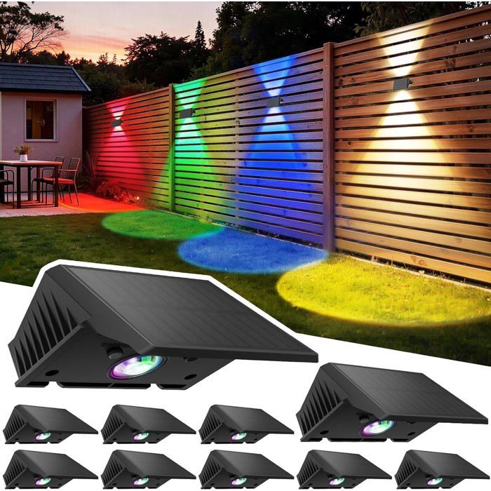 Applique murale solaire extérieure - LED RGB éclairage haut/bas blanc chaud - IP67 1000 mAh - lot de 6