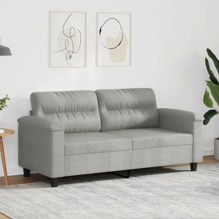 Meuble Canapé à 2 places Gris clair 140 cm Tissu microfibre SIEGE - ASSISE FF13436