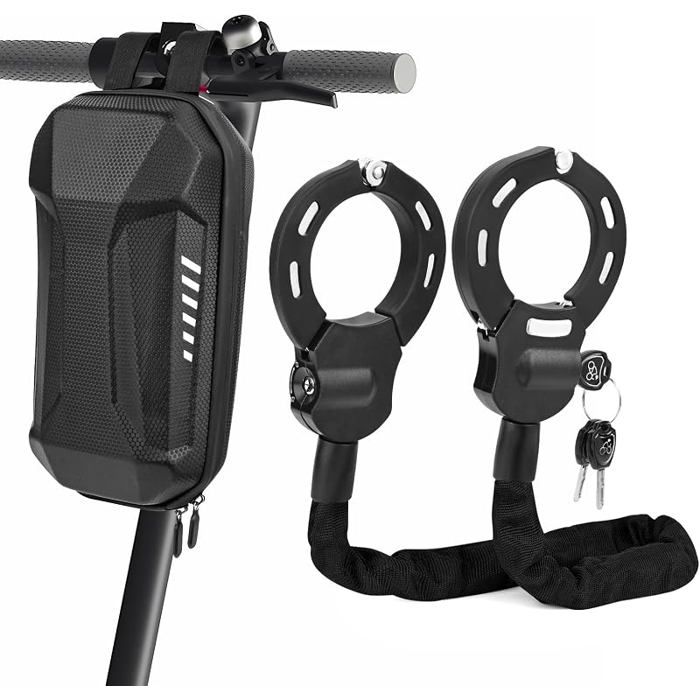 Antivol Trotinette Electrique93CM Cadenas Trotinette Electrique Renforcé avec Clés et 3L Sac Etanche1.46KG Noir+sac 12