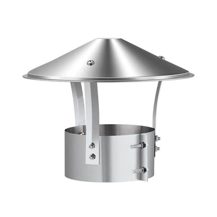 Chapeau de cheminée - Anti refoulement Empêche la pénétration de débris - Extérieur - 150 mm Argent brillant