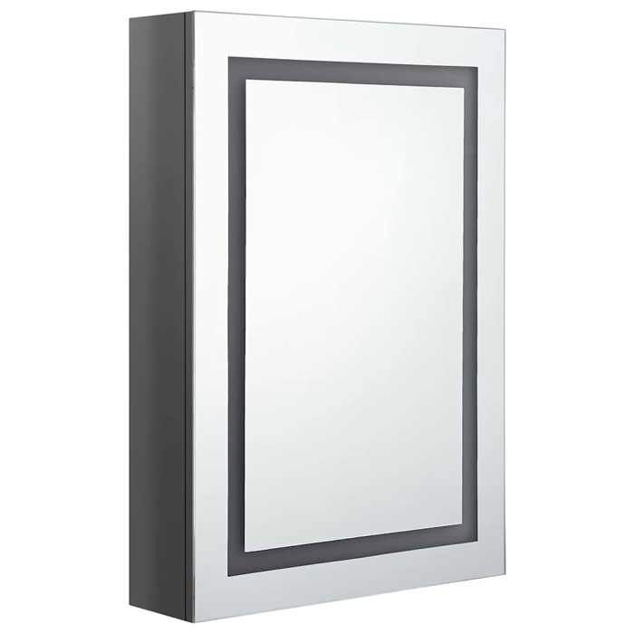 Armoire de salle de bain à miroir LED gris brillant - vidaXL - 50x13x70cm - Capacité 10 kg - 3 étagères - Espace de rangement 798219