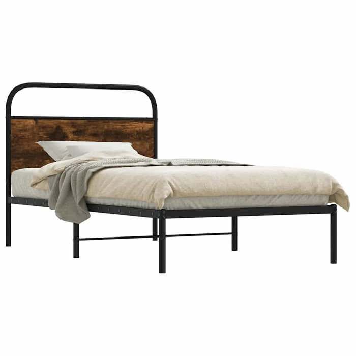 WIENS Structure de lit - Contemporain design - 90x190cm chêne fumé bois dingénierie - sans matelas &BONNE901034