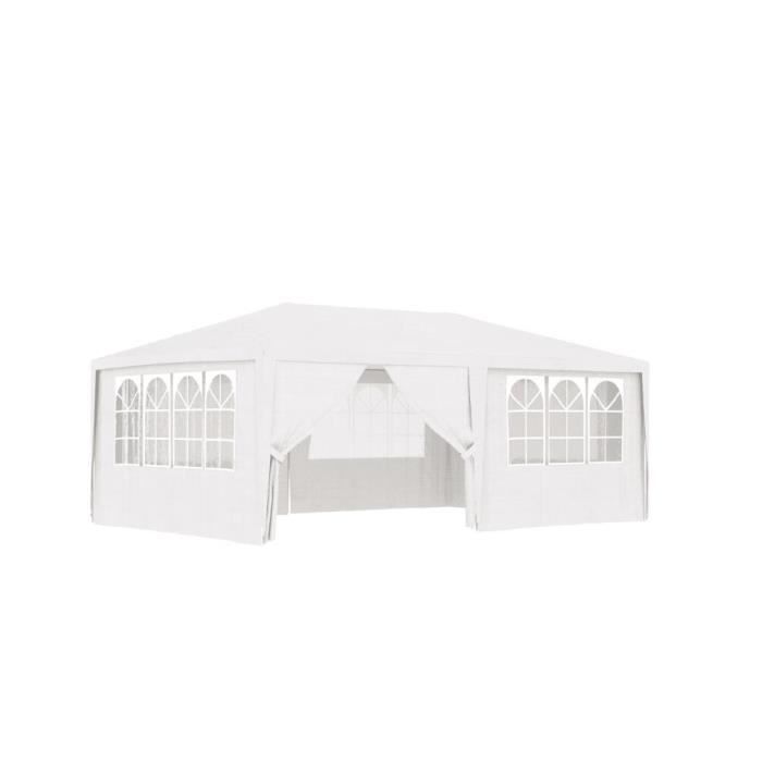 Tente de jardin, pergola, protection solaire,Tente de réception et parois latérales 4x6 m Blanc 90 g/m²