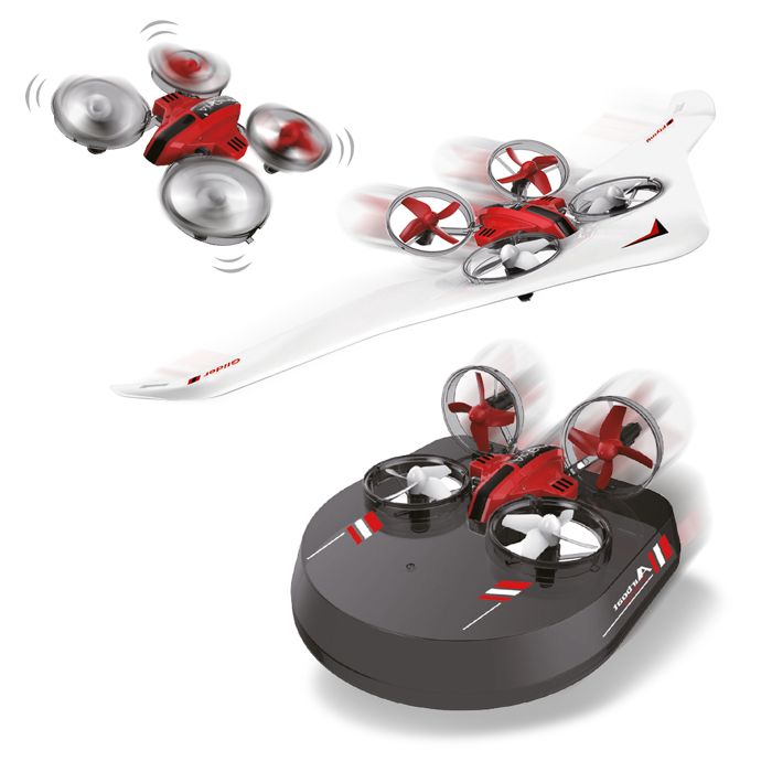 Drone quadricoptère AMEWI Air Genius - Tout-en-un - Rouge - Extérieur - 8 min dautonomie - Télécommandé