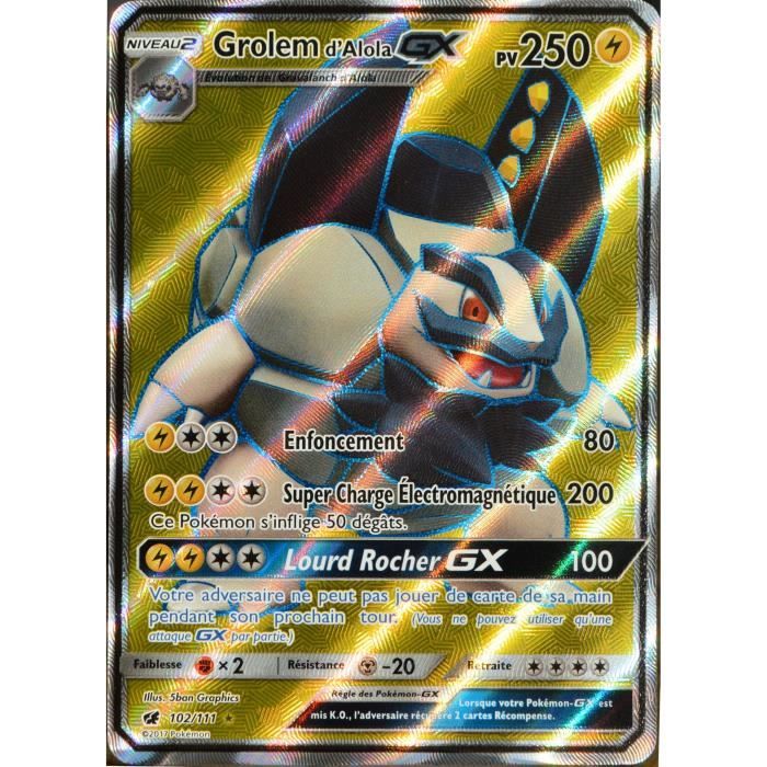 Carte Pokemon 102 111 Grolem D Alola Gx 250 Pv Full Art Sl4 Soleil Et Lune Invasion Carmin Neuf Fr Cdiscount Jeux Jouets