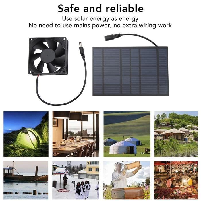 Ventilateur Solaire USB 8 Pouces - Portable Et Rechargeable - Pour Bureau, Camping, Voiture - 5.2W 6V