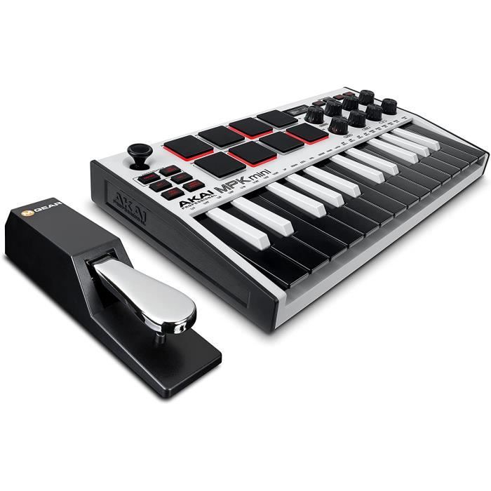 MPK Mini MK3 Blanc et SP-2 - Clavier MIDI USB 25 Touches Sensibles, Pads et  Joystick et Pédale de Sustain de Type Piano[45] - Cdiscount Instruments de  musique
