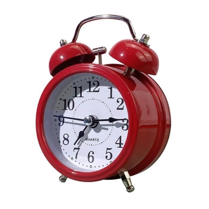 Jisile Réveil Double Cloche avec veilleuse, réveil analogique rétro