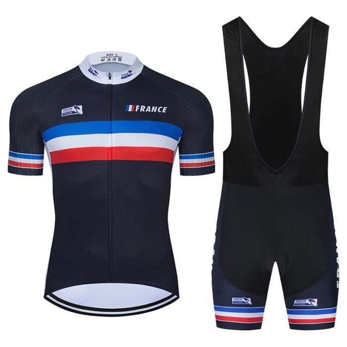 Cyclisme Ensemble - L - Maillot de cyclisme de l'équipe de France pour homme, ensemble de gel 9D, vêtements d