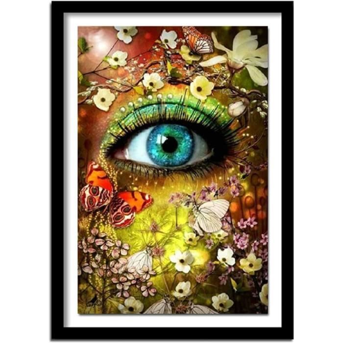 Peinture Diamant 5D Yeux De Couleur - Kit Complet Broderie Diamant 40x40 Cm Multicolore