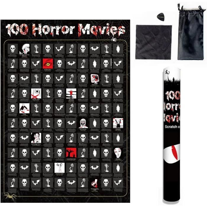 Horror Movie Scratch Off Poster Top 100 Film D'Horreur Bucket List