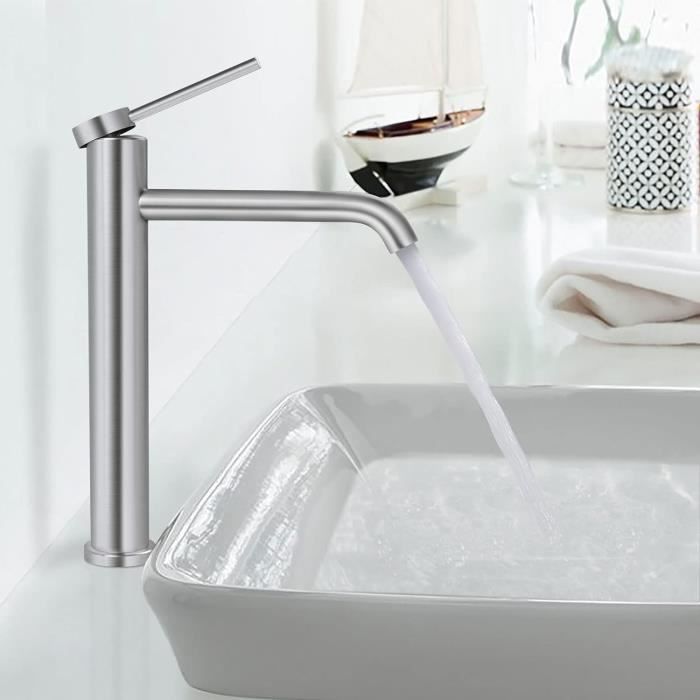 WinGluge Mitigeur Lavabo Modern - Robinet Monocommande Chromé Avec Bonde - Pour Salle De Bains
