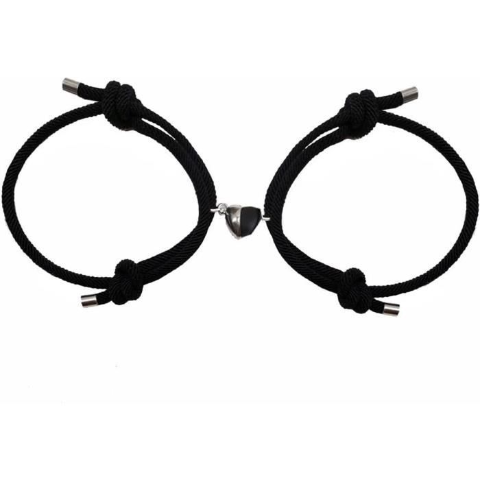Jeweidea Bracelet Couple Personnalisé Avec Prenom Bracelet Aimant Gravé Pour Femme Homme Tressé Réglable Longue Distance Infini Cadeaux De Saint