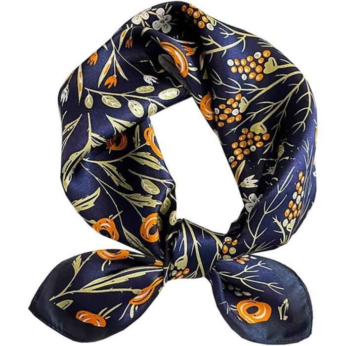 Foulard écharpe En Soie Bleu Richel - Motif Cachemire Vintage - Femme FO542