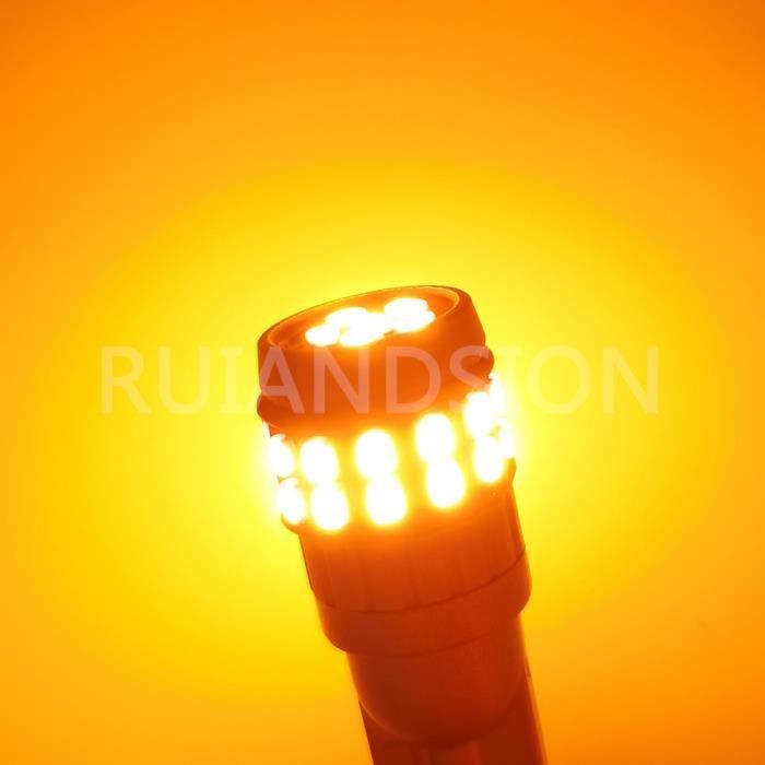 Ampoule T10 Led Wy5w Cob Orange Silicone Canbus Pour Clignotants Répétiteurs 12V