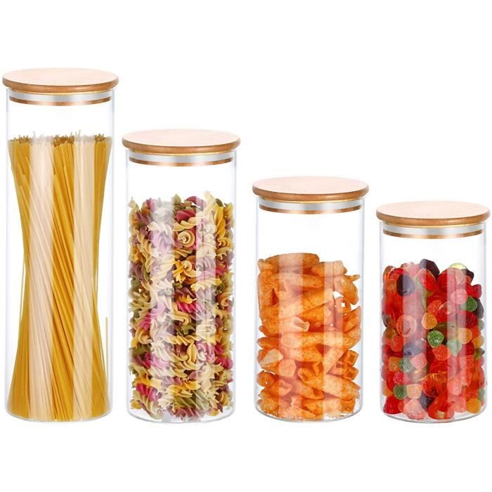 Bocal Rond En Verre De 800 Ml Avec Couvercle Hermétique En Bambou