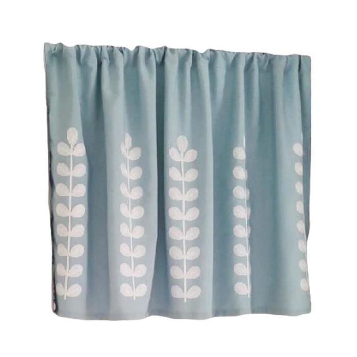 Feuilles Bleues Rideau En Tissu De Cuisine Courte Rideau De Rideau De Rideau A Moitie Rideaux Cdiscount Maison
