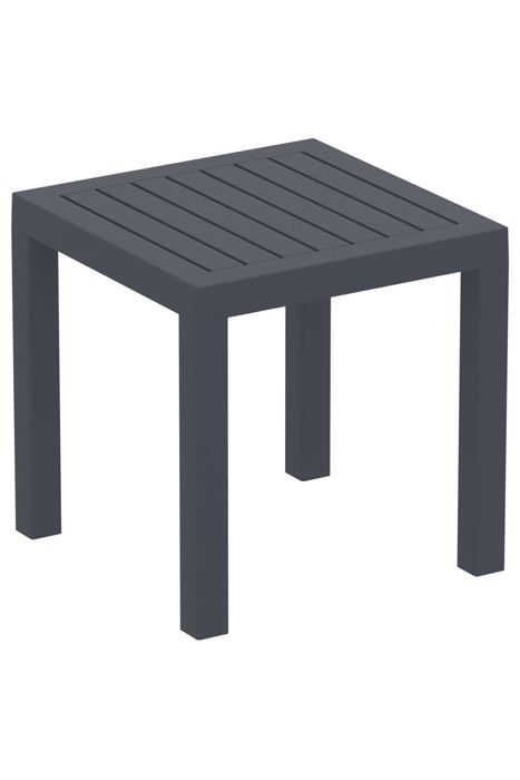 petite table de jardin en plastique gris foncé résistante aux intempéries 45x45x45 cm mdj10202