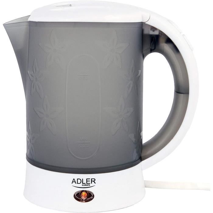 Bouilloire électrique Adler AD 1268 - 600W, 0.6L, Filtre Anti-calcaire, Avec 2 Tasses Et Cuillères, Blanc