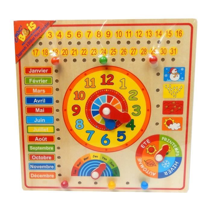 Calendrier en bois Horloge Éducative Météo Saison Jouets Horloge