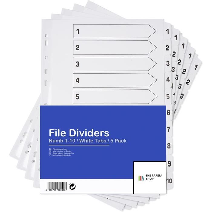 Intercalaires Pour Classeur - 31 Feuilles A4 Avec Onglets, PP Résistant, Organisation Bureau/école