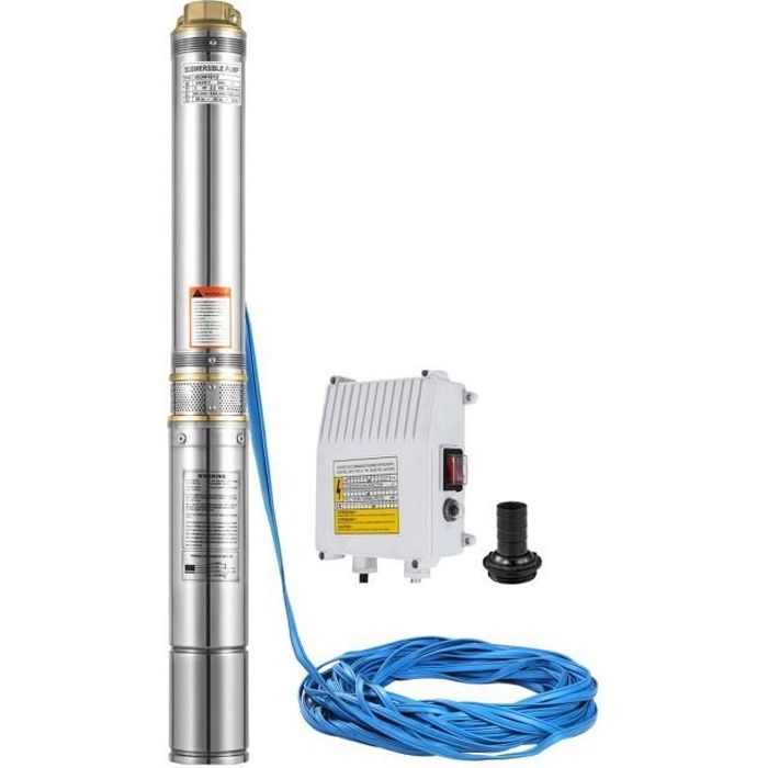 Pompe Submersible 12V 180W - Débit 1,2 M³/h - Hauteur De Refoulement 30m - Acier Inoxydable IP68 - Câble 17m - 9