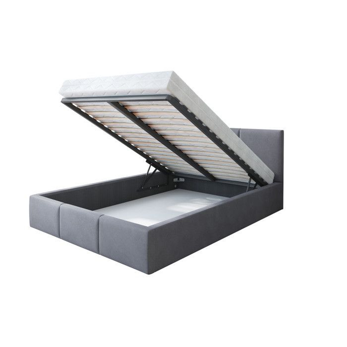 Lit coffre Tesia 140x190 - Sommier inclus Gris foncé