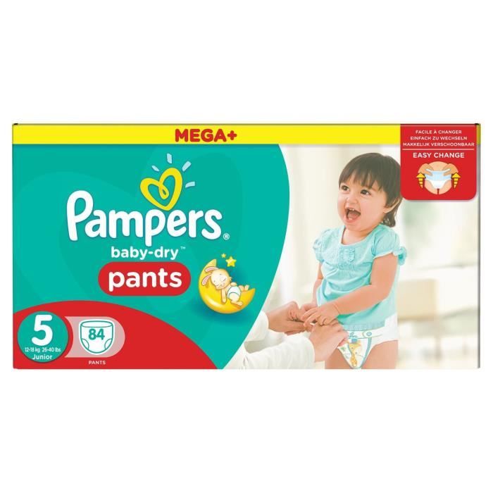 Pampers Baby Dry Pants 84 Couches Taille 5 (1218kg/Junior) Mega