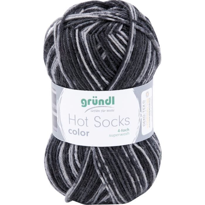 Laine à chaussettes Hot Socks Sensitive Gründl GammeCouleur Multicolore Coloris Jeans, camel, violet - N° 01