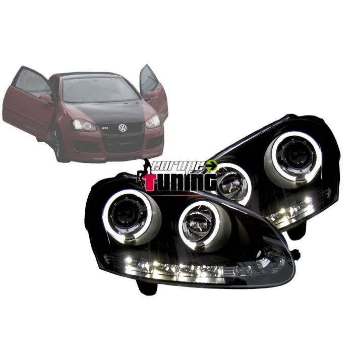 phares design, noir, anneaux, avec correct. phare GOLF, 03->> noir pour: Volkswagen Golf V 03-08