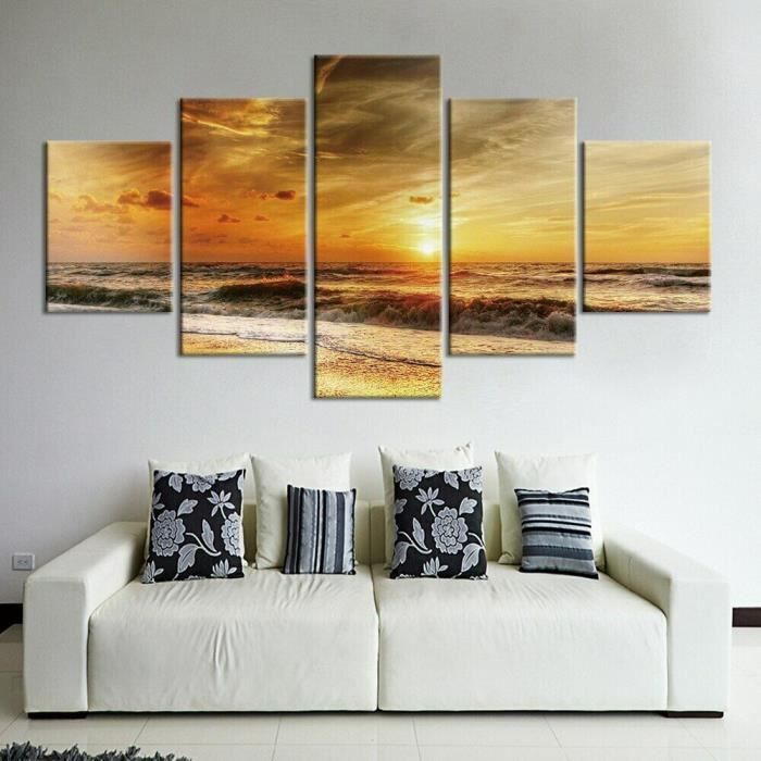 Affiche Murale « Chat Cool Sur La Grande Vague » - Toile Imprimée 40x60 Cm, Déco Chambre, Salon - Accrochage Facile