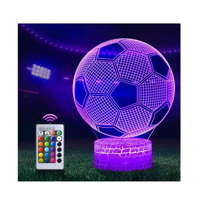 Football veilleuse, 3D LED Lampe Optique Illusion Veilleuse Enfant, Cadeau  Anniversaire Surprise Deco Ambiance Créatif 16 couleurs