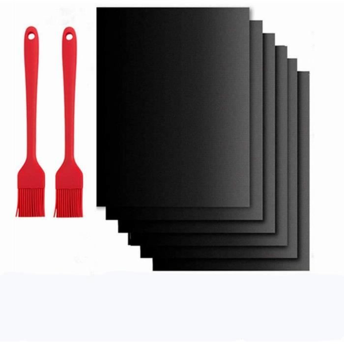 6 Pièces Tapis De Cuisson Barbecue 40x33cm - Tapis BBQ Réutilisables Anti-Adhérents Pour Gaz, Électrique, Charbon
