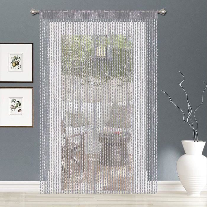 AIZESI 2 Pièce Rideaux Fil Argenté, Rideau 90x200 Voilage,Anti Insecte ...