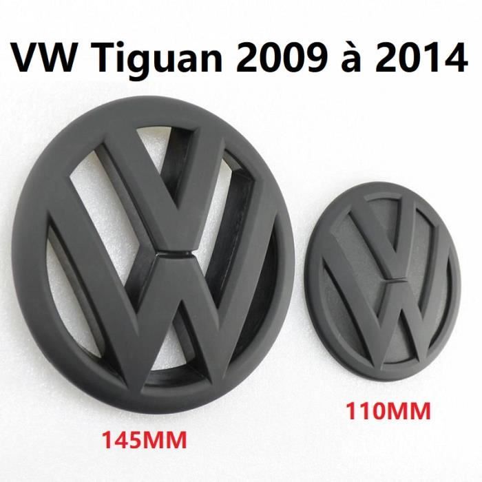 2pcs Insigne logo emblème avant 145mm + arrière 110mm noir mat pour VW Volkswagen Tiguan 2009 à 2014