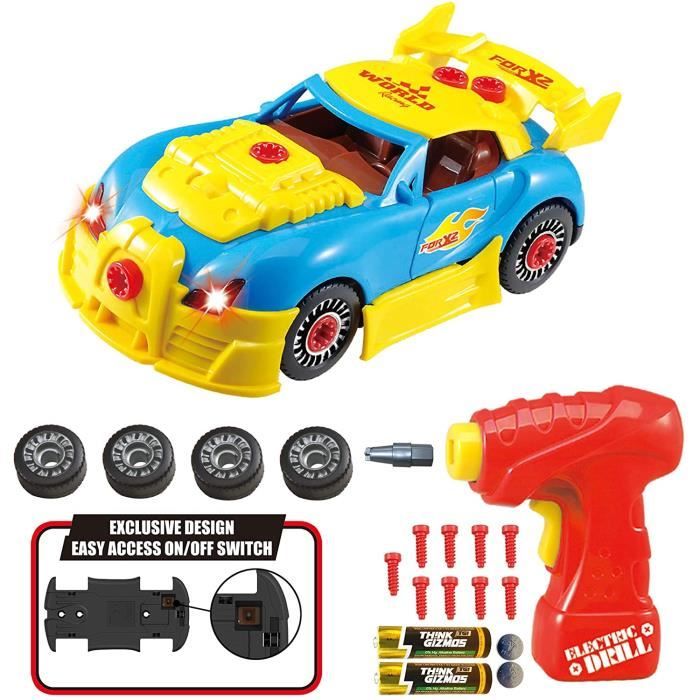 Top Race 3-en-1 Camion Construction Télécommandé Démonter - Jouet Engin Chantier Avec Perceuse, Sons Réalistes, Cadeau Garçon Fille 3-6 Ans