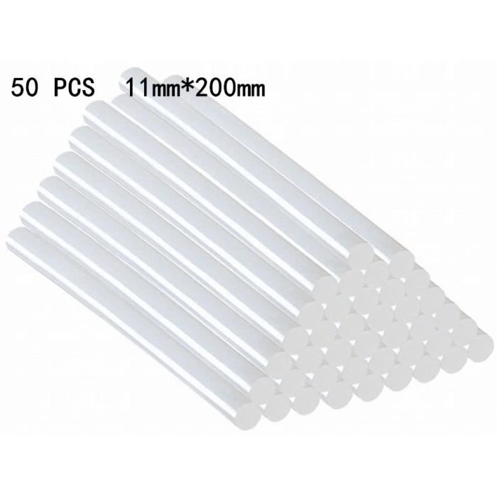 Bâtons de colle chaude 11mm x 200mm 50pcs Bâtonnets de colle chaude, Sticks  de colle pour travaux - Cdiscount Bricolage