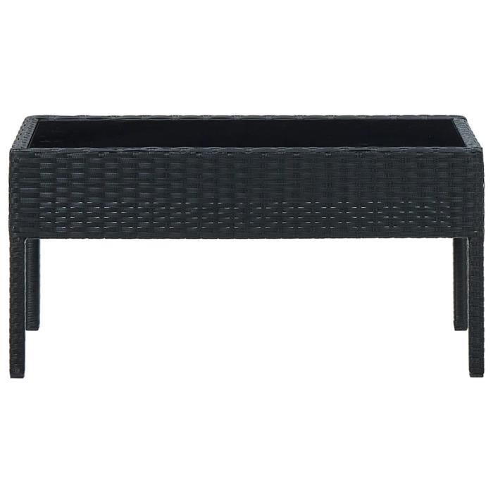 BET Table de jardin Noir 75x40x37 cm Résine tressée BET9306191947225