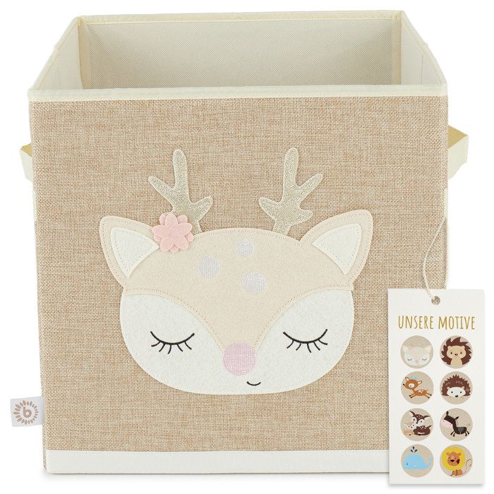 Boîte de rangement pour enfant - BIECO - Ella - Motif biche - Pliable compatible Kallax - 33 x 33 x 33 cm (36 L) Boîte de rangement pour enfant - BIECO - Ella - Motif biche - Pliable compatible Kallax - 33 x 33 x 33 cm (36 L)
