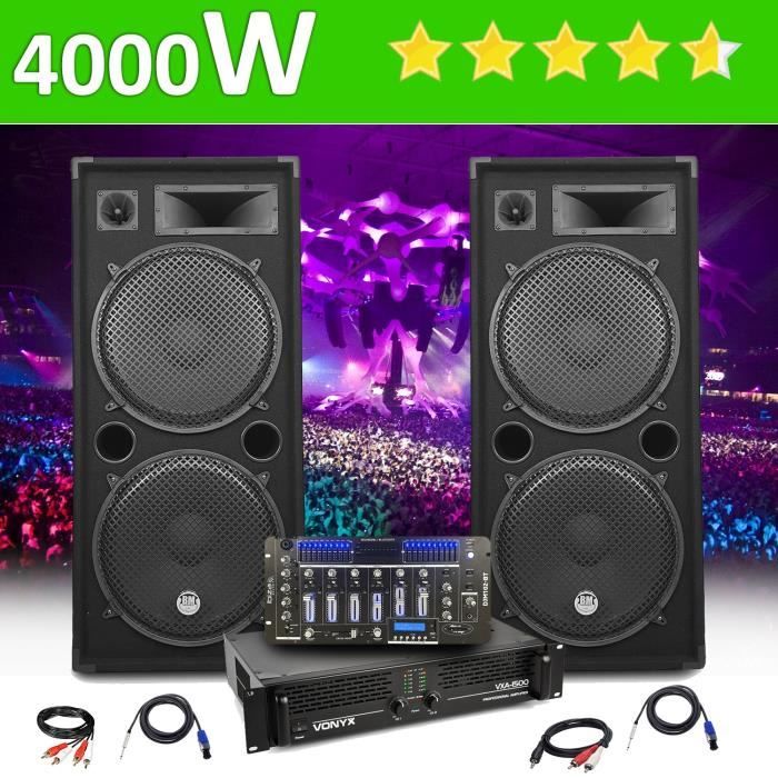 PACK SONO Complet 4000W PRO DJ MAX-215 Full Range 4x38cm + Ampli XGA2000 +  GEMINI CDX-2250i Double Lecteur CD USB + Câbles - Cdiscount TV Son Photo